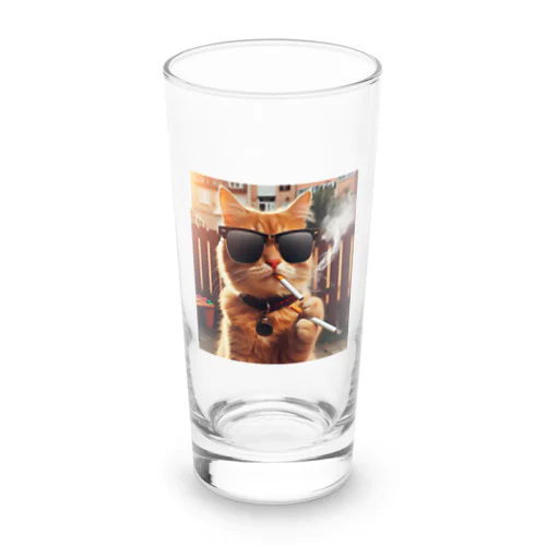 タバコを吸うグラサン猫 Long Sized Water Glass