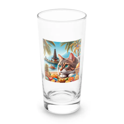 旅大好きなカッコいいねこがバリ島でのんびり Long Sized Water Glass