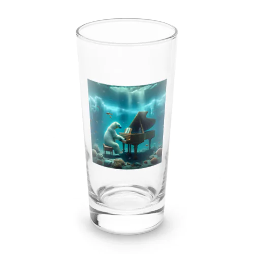 海中でピアノを弾く白熊 Long Sized Water Glass