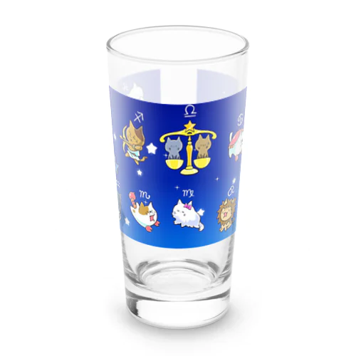 十二（十三）星座の夢溢れる猫デザイン Long Sized Water Glass