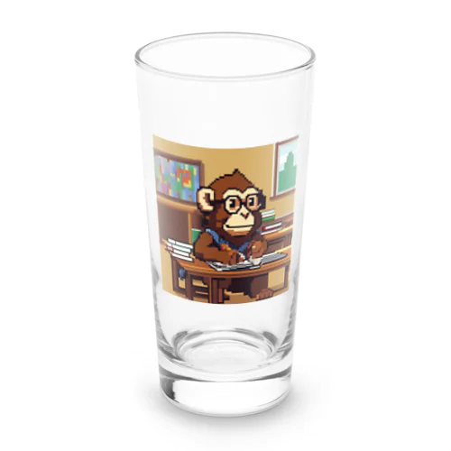 外国語を学んでいるサル Long Sized Water Glass