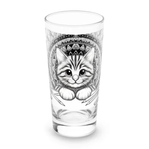 Arabesque Serenade: A Cat's Melody Long Sized Water Glass