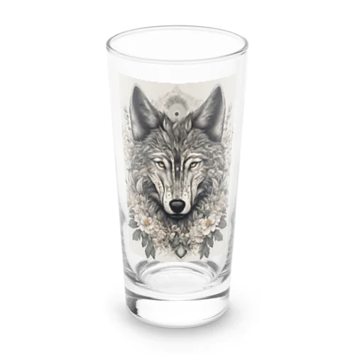 華と曼荼羅モチーフの狼 Long Sized Water Glass
