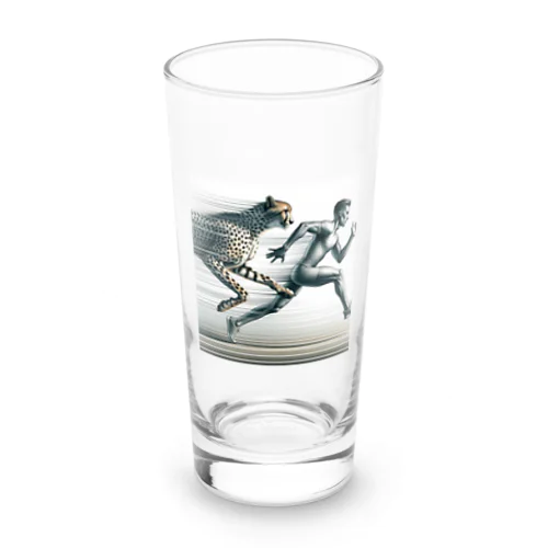 Speed Symbiosis: Man and Cheetah in Stride Long Sized Water Glass