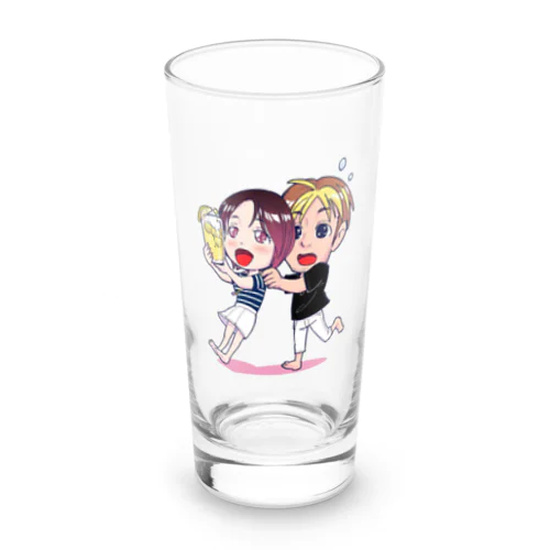 バツ2バツ1再婚夫婦イラスト Long Sized Water Glass