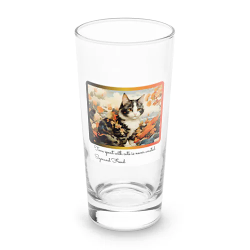 和風アートと三毛猫 Long Sized Water Glass