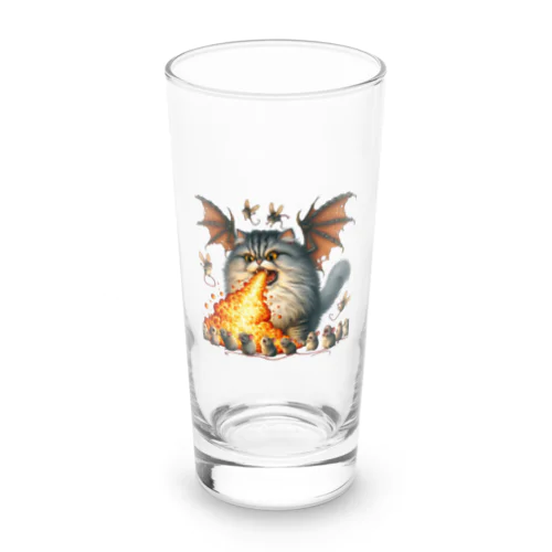 ブサカワ！火噴き猫ドラゴン　背景透過ver Long Sized Water Glass