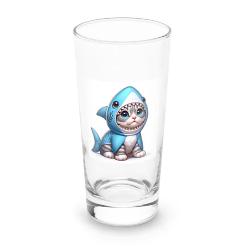 サメのフードを被った子猫 Long Sized Water Glass