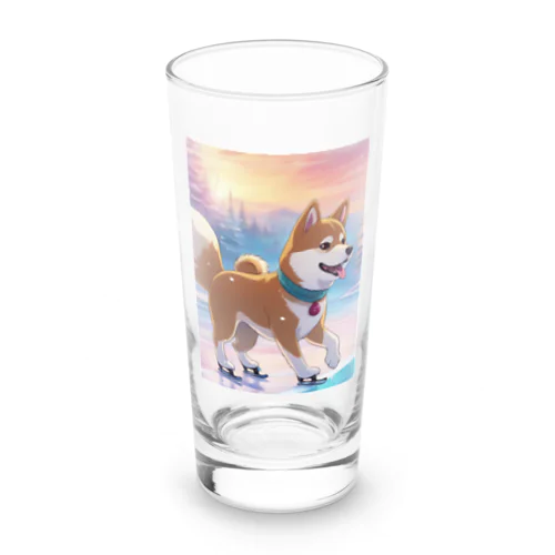 アイススケートする柴犬 Long Sized Water Glass