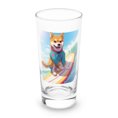 サーフィンする柴犬 Long Sized Water Glass