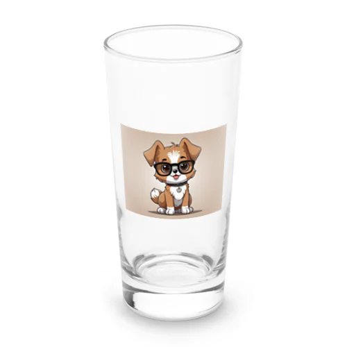 犬　カワイイ　眼鏡をかけている Long Sized Water Glass