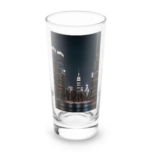 夜に輝くビル Long Sized Water Glass