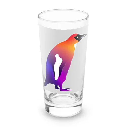 紫からオレンジのグラデーションのペンギン Long Sized Water Glass