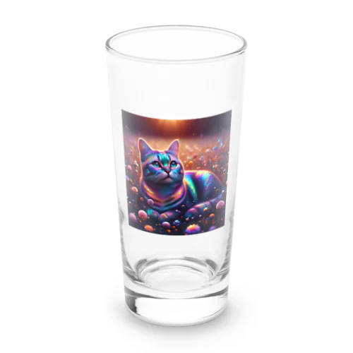 虹色の空を見上げる猫 Long Sized Water Glass