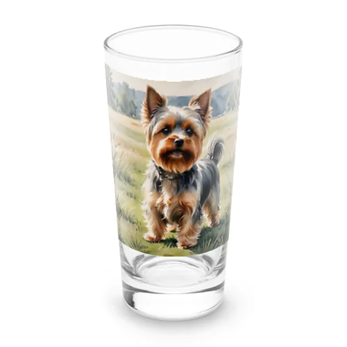 ヨークシャー・テリア　Yorkshire Terrier　水彩画風 ロンググラス