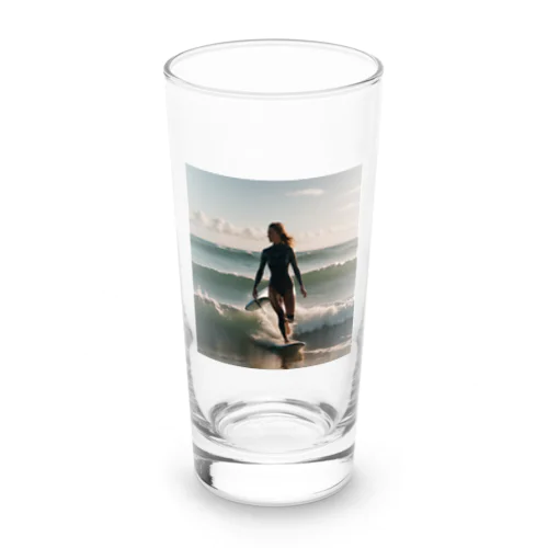 美女とサーフィン Long Sized Water Glass