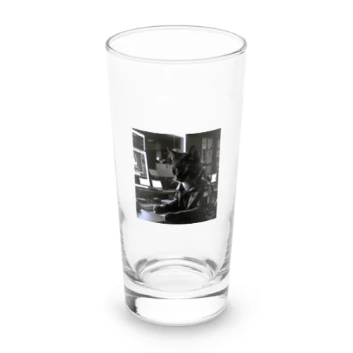 ミドルマネージャー猫（B/Wパンク） Long Sized Water Glass