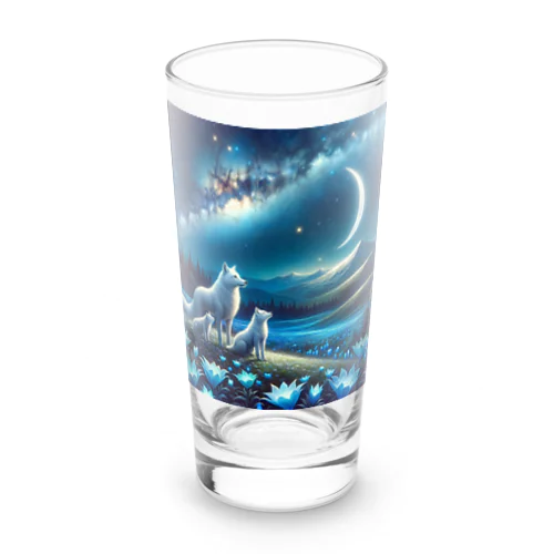 白狼親子の月夜散策 Long Sized Water Glass