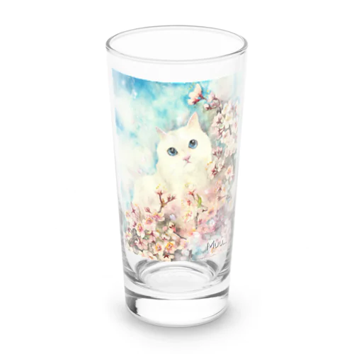 桜と猫ちゃん Long Sized Water Glass