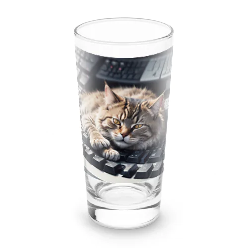 猫とキーボード Long Sized Water Glass