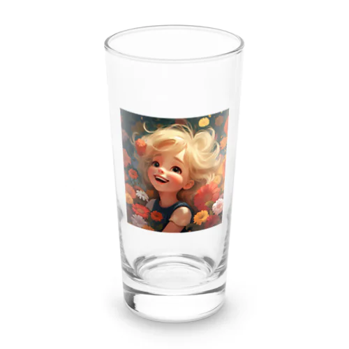 花に囲まれて幸せいっぱいの少女　なでしこ1478 Long Sized Water Glass