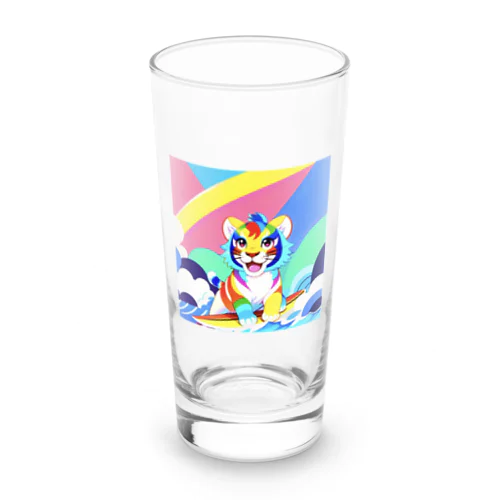 カラフルタイガーちゃんのサーフィン Long Sized Water Glass