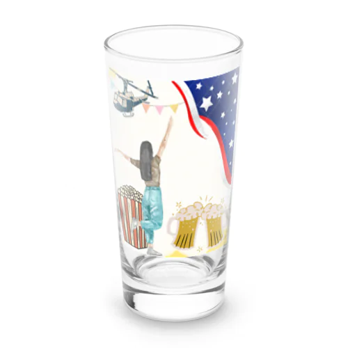 ビール大好きアメリカン女の子 Long Sized Water Glass