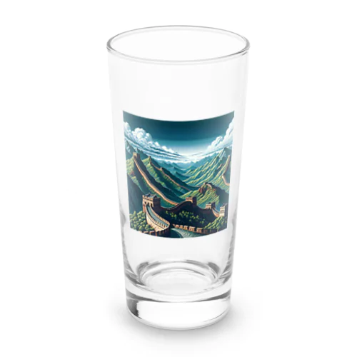 万里の長城（pixel art） Long Sized Water Glass