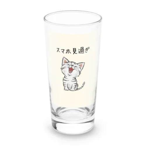 かわいい子猫がスマホ見過ぎ注意 Long Sized Water Glass