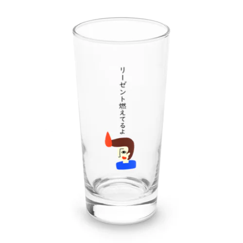 リーゼント燃えてるよ　縦書き Long Sized Water Glass