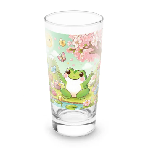 春を感じるぷにぷにカエル Long Sized Water Glass