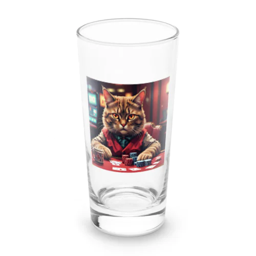 ポーカーをする猫は、いつも冷静な表情を崩さない。 Long Sized Water Glass