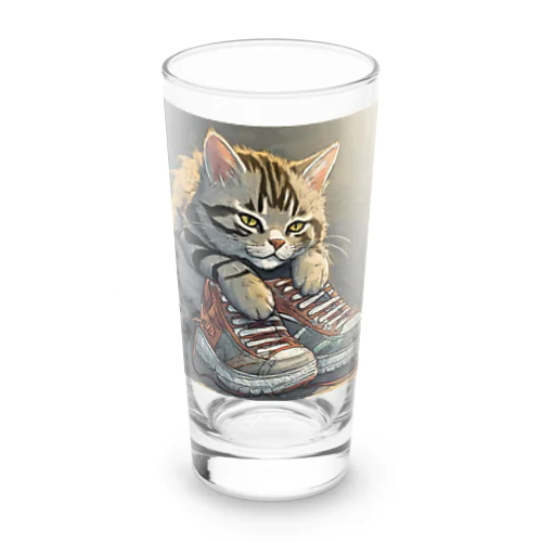 スニーカーと虎縞灰猫01 Long Sized Water Glass