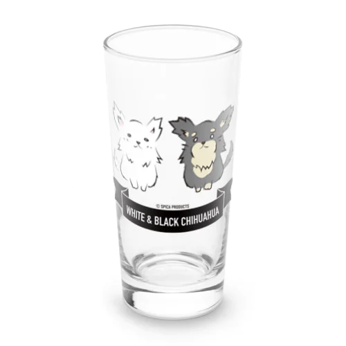 白チワさんと黒チワくん「せいれつ」 Long Sized Water Glass