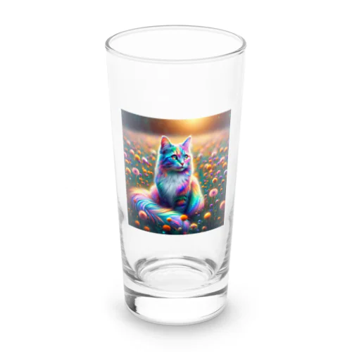 虹色に輝く優雅な猫 Long Sized Water Glass