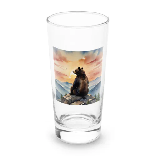 夕日を見つめるクマ Long Sized Water Glass