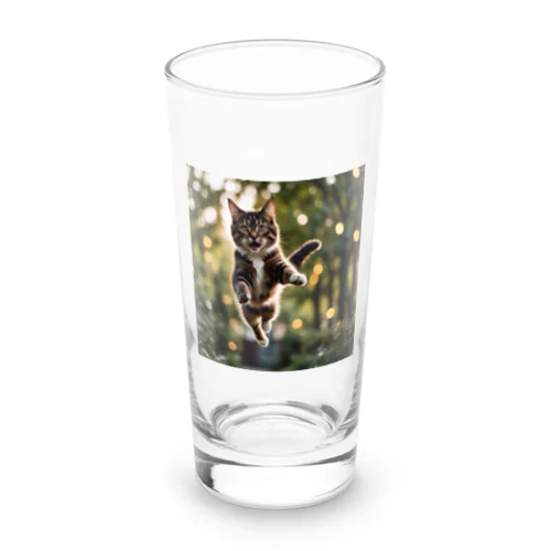 ジャンプしている猫 Long Sized Water Glass