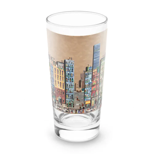 油絵　知らない都市の風景　ノスタルジー Long Sized Water Glass