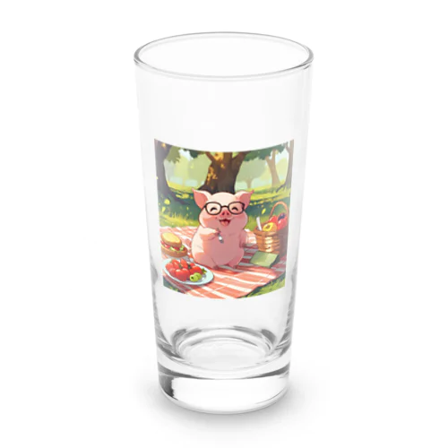 かわいい豚とピクニック Long Sized Water Glass