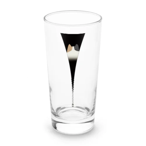 ファスナー猫　三毛もた Long Sized Water Glass