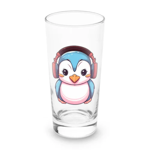 赤いヘッドホンを付けているペンギン Long Sized Water Glass