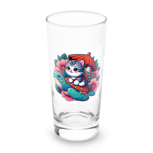 亀乗り子猫 Long Sized Water Glass