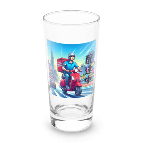 スクーター配達員のイラスト Long Sized Water Glass