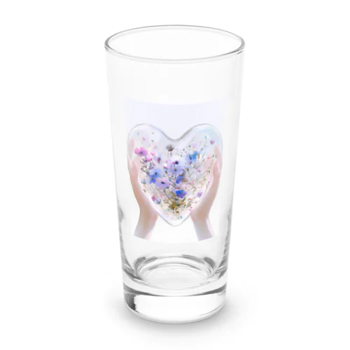 クリスタルの中に押し花がある　なでしこ1478 Long Sized Water Glass