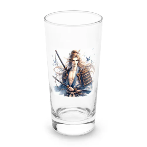 水彩画風、日本、武士 Long Sized Water Glass