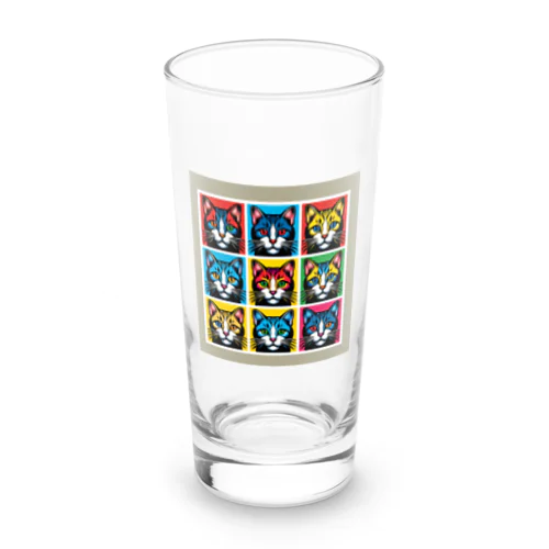 【Colorful Cat Pop】- ポップアート猫顔コレクション Long Sized Water Glass