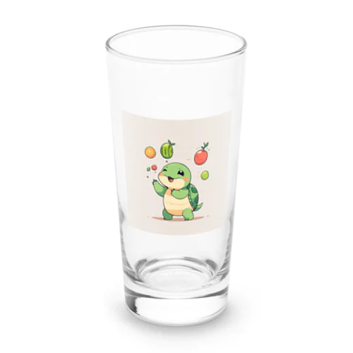 かわいいカメのジャグリングフルーツ Long Sized Water Glass