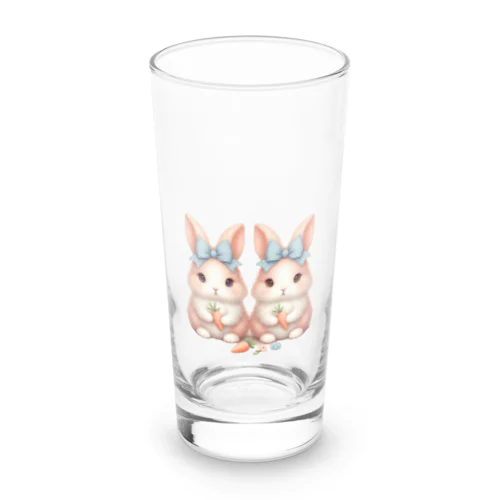 ふわふわかわいいうさぎの双子 Long Sized Water Glass