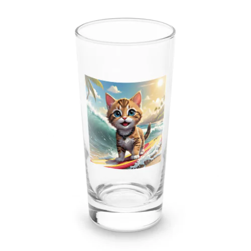 猫サーファー Long Sized Water Glass