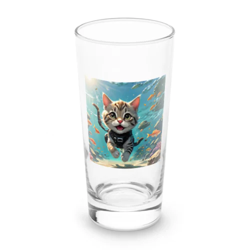 猫ダイバー Long Sized Water Glass